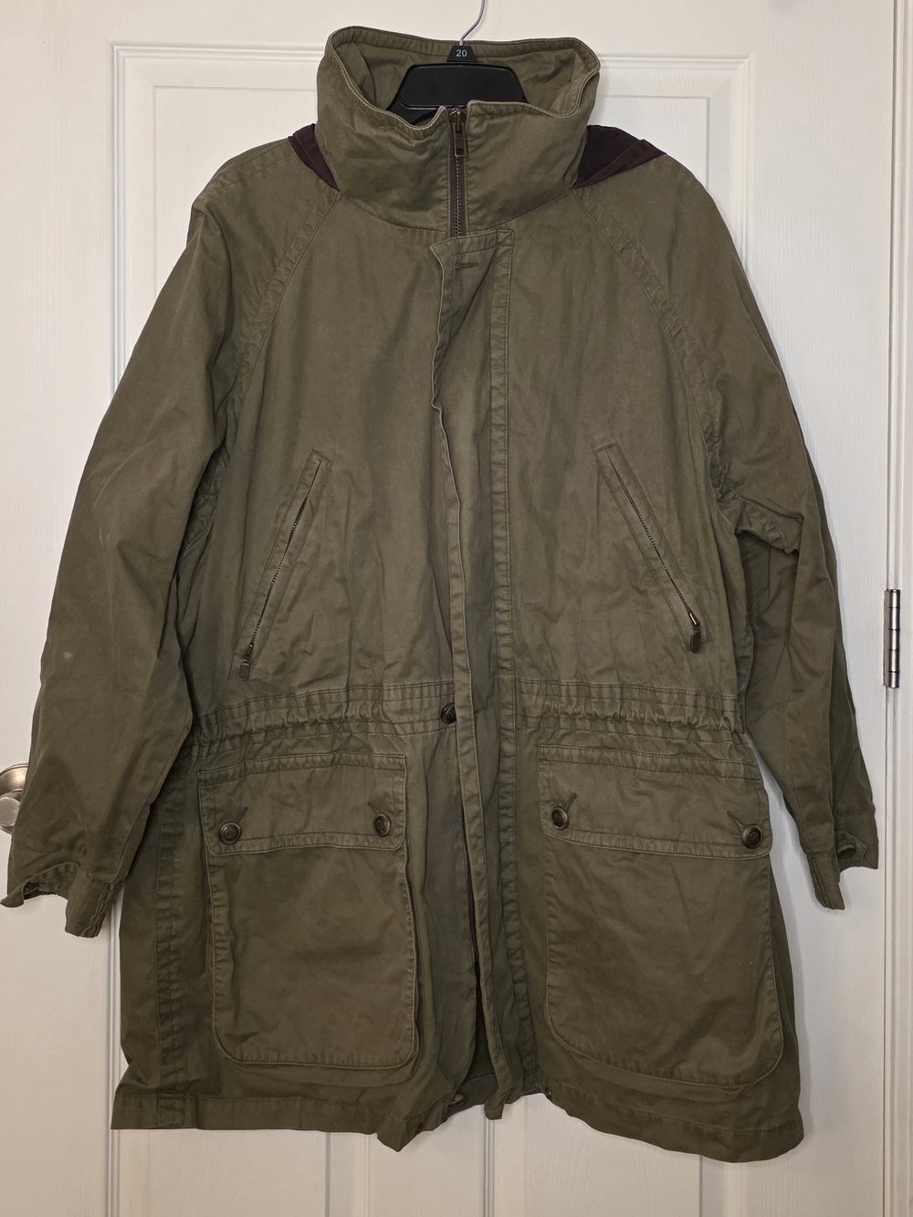 VTG 90s Timberland Weathergear Khaki Green & Brown Hooded Full Zip Jacket